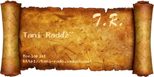 Tani Radó névjegykártya